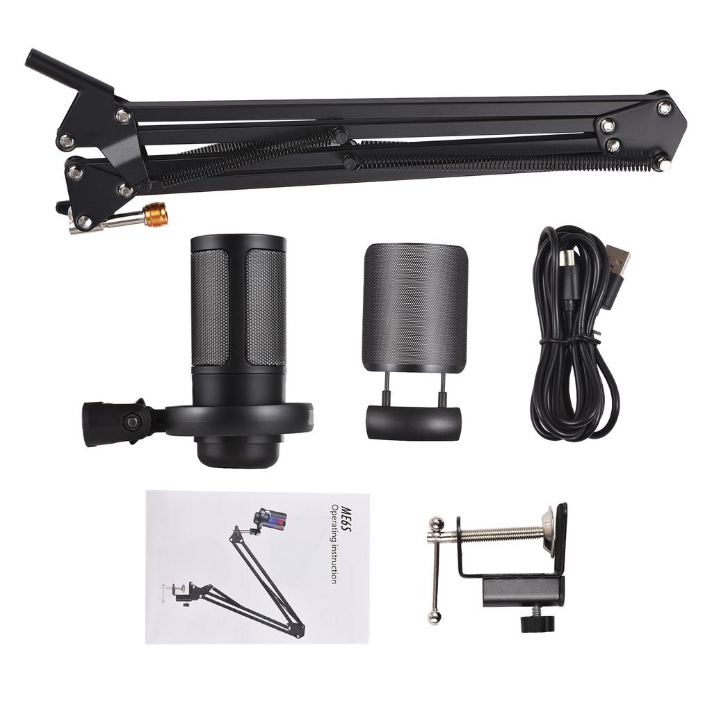 Gaming Microphone USB Microphone Set for PC Condenser Mic Gain Control Colorful Atmosphere Lighting