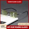 Men Women Vintage Night Vision Presbyopia Fashion HD Progressive Reading Glasses Frameless Cut Far Sight Eyewear +1.0+1.5+4.0