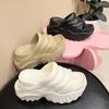 9 Cm Height Increase Slipper Women's Chunky Wedged Shoes Woman High Platform Solid Slides Punk Slipper Gothic Mules Beach Shoes