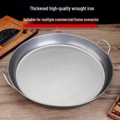 Сверхпрочная сковорода из кованого железа с плоским дном для блинов, пельменей, булочек, теппаньяки, яиц - Идеально подходит для коммерческого и домашнего использования.