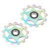2PCS 11T Aluminum Alloy Pulley Jockey Wheel for Rear Derailleur Oil Slick Color Pattern Bike Parts