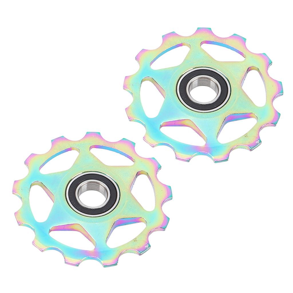 2PCS 11T Aluminum Alloy Pulley Jockey Wheel for Rear Derailleur Oil Slick Color Pattern Bike Parts