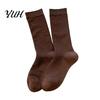 Solid Color Minimalist Socks Women Crew Socks, Ribbed Knit for Autumn Winter, Non Slip Fitness Soft Breathable Stretchy Casual Hosiery Daily Wear High