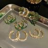Green Zircon Hoop Earring C Shape Luxury Exaggerate Women's Earrings Geometric Shining Big Earings Jewelry Party Gift ARI