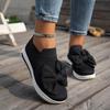 Large Size Fly-woven Sports Shoes Women's Summer New Round Head Bow Casual Women's Single Shoes