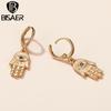 Bisaer Exquisite Shining Lucky Palms Stud Earring for Ladyies High Jewelry