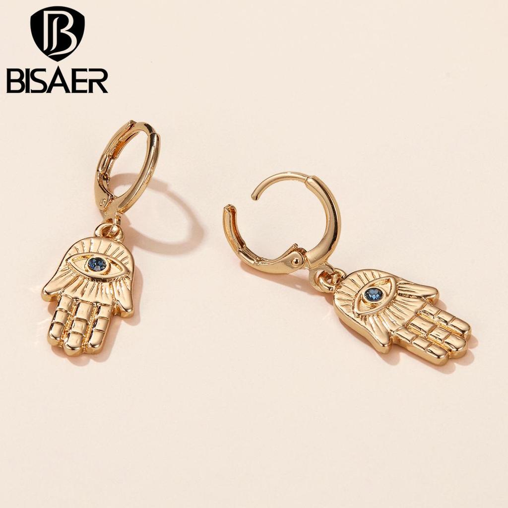 Bisaer Exquisite Shining Lucky Palms Stud Earring for Ladyies High Jewelry