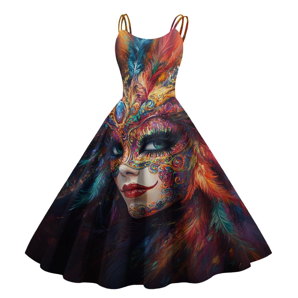 Женское сексуальное платье с принтом на Хэллоуин, с открытыми плечами, в стиле панк, винтаж