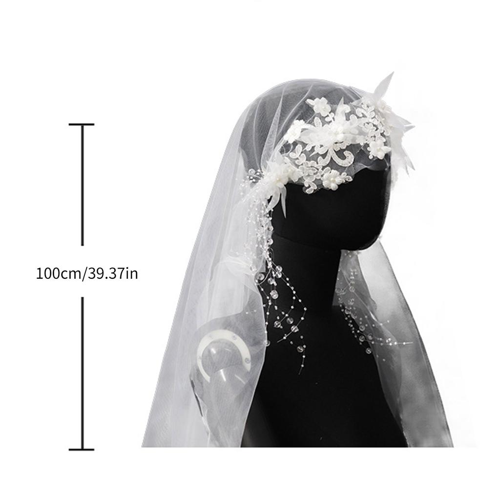 Фата с цветочными нашивками и жемчужными бусинами, нежная карнавальная фата для невесты на свадьбу, празднование, вечеринка