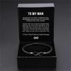 Engraved Stainless Steel Leather Bracelet with Magnetic Clasp – 'To My Man' Gift Set