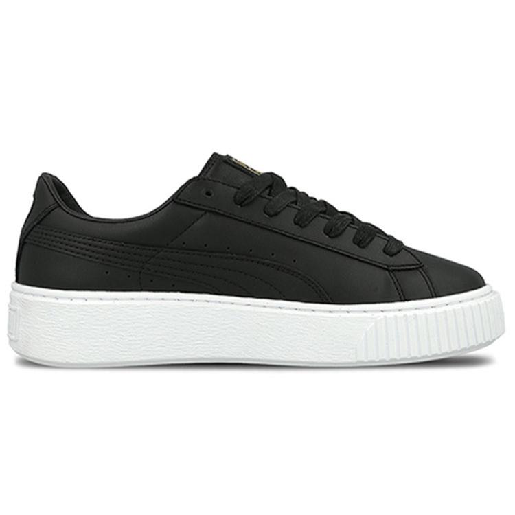 Puma Womens Basket Platform Core 'Black Gold' (women's sizes) Black / Gold / White Skateboard Shoes 364040 03