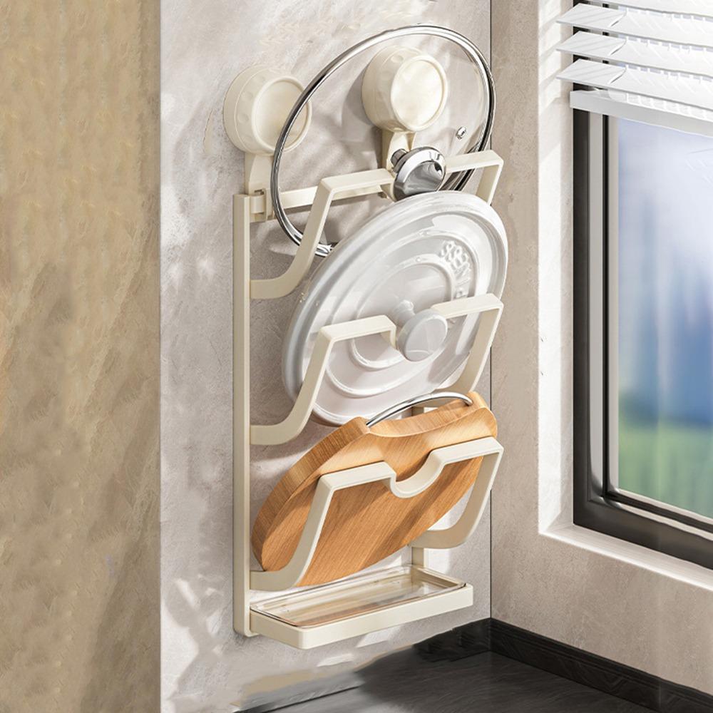 Настенная присоска для крышки кастрюли полка для хранения посуды из нержавеющей стали держатель для крышек кастрюль кухня