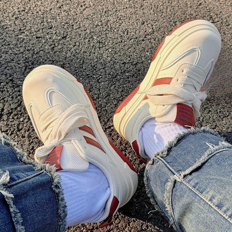 Полосатые белые туфли для детей, новинка весны и осени, модные универсальные повседневные туфли на толстой подошве