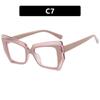 Retro Color-blocking Cat-eye Polygon Anti-Blue Light Women's Eyeglass Frame with Flat Lenses