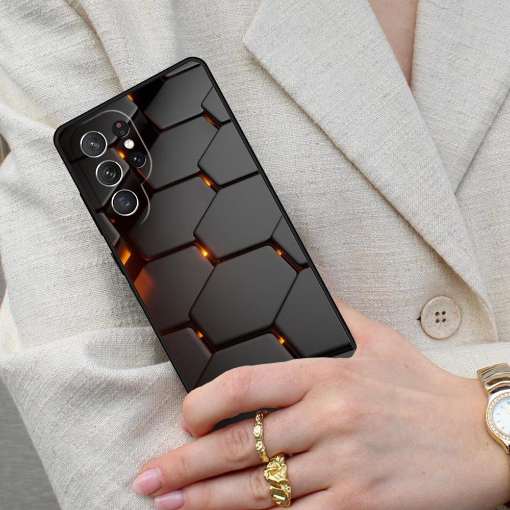 3D Шестиугольные Световые Чехол для Телефона Samsung Galaxy S26 Ultra S25 S24 S23 S22 S21 S20 Note10
