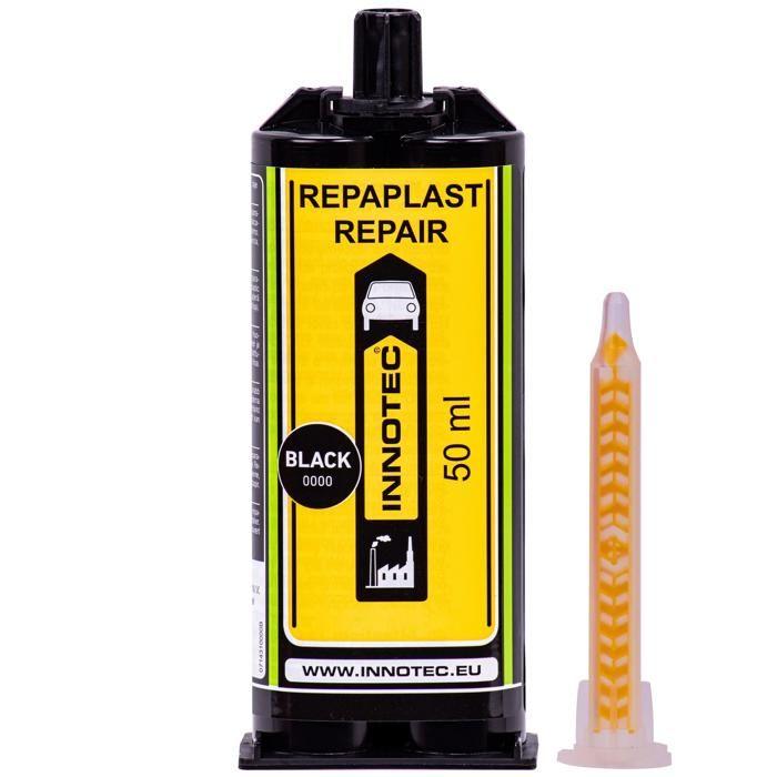 Mastic réparation plastique auto - INNOTEC - Cartouche double 50 ml - Noir - Compatible PP/ABS/PVC - Résistant impacts & UV