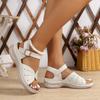 2024 Summer Hot Selling High Quality Women's Shoes Open Toe Solid Color Wedge Fashion One-line Buckle Roman Women's Sandals
