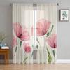 Тюлевые занавески на окно с цветком мака и растением для гостиной, спальни, отеля, роскошное украшение, прозрачное