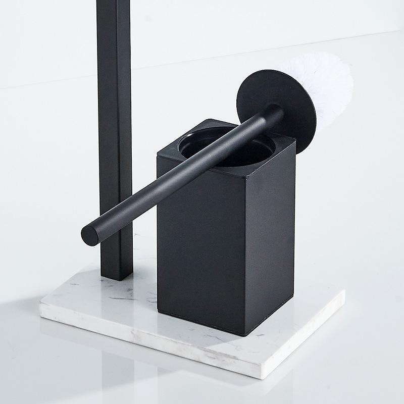 Ершик для унитаза из нержавеющей стали с держателем для туалетной бумаги, светлая роскошная мраморная многофункциональная полка для хранения вещей, черная, вращающаяся