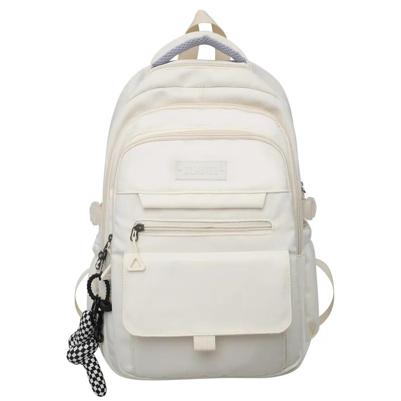 New Simple Student Bag Solid Color Schoolbag Youth Large Capacity Travel Backpack High Quality Canvas Schoolbag Fashion Backpack