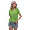 Women's Twist Short Sleeve Pullover Knit Sweater Spring and Summer Round Neck Solid Colour Knitwear