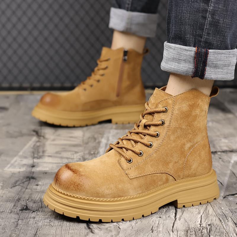 Ретро Новые Высокие Кеды Замшевая Кожа Новое Поступление Ботинки Челси Мужская Мода Ботильоны Мужские Повседневные Британский Стиль Короткие Ботинки