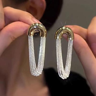 Модные металлические U-образные серьги-цепочки с кисточками для женщин, элегантные многослойные геометрические индивидуальные серьги, ювелирные изделия