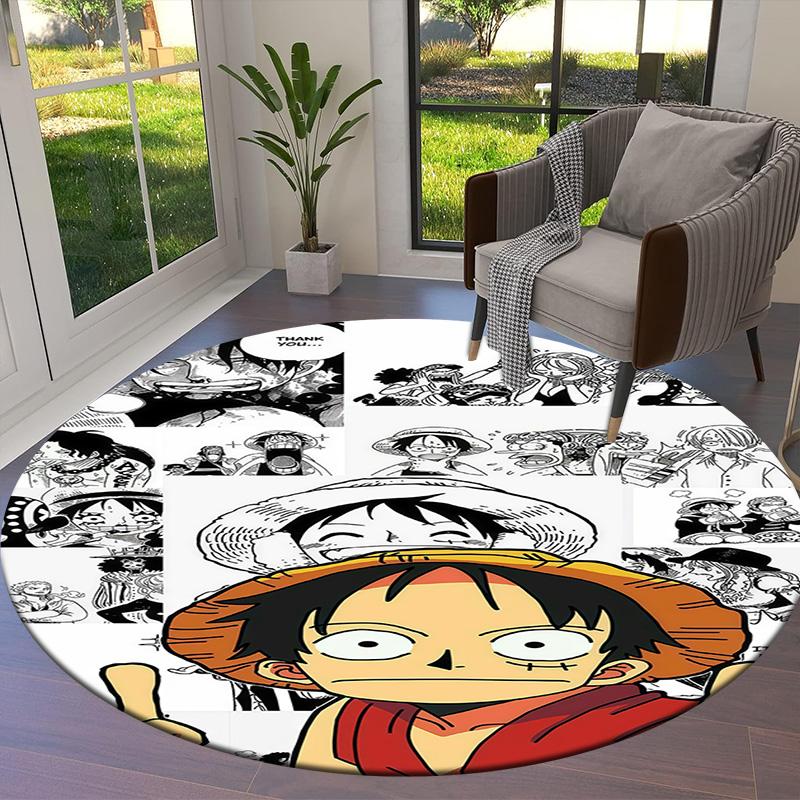Ковер круглый с изображением Манки Д. Луффи из One Piece, ковер для гостиной, спальни, дивана, игровой комнаты, нескользящий коврик