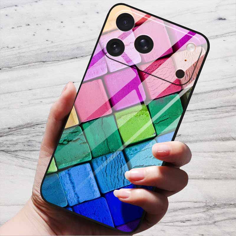 Cartoon Patterns Case For iPhone 17 Pro Plus Capa 17 Pro Max Bumper Luxury Tempered Glass Hard Back Cover iPhone17 Air Funda