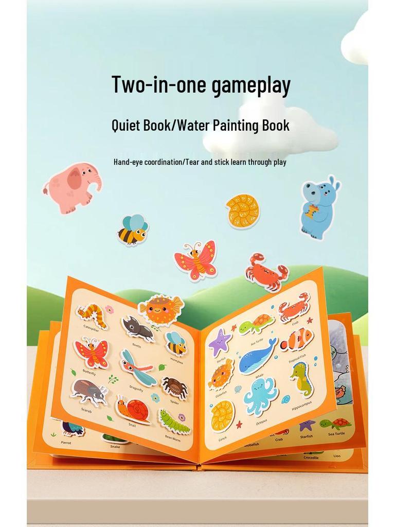 Детская книжка для рисования водой и раскрашивания граффити через границу для раннего развития