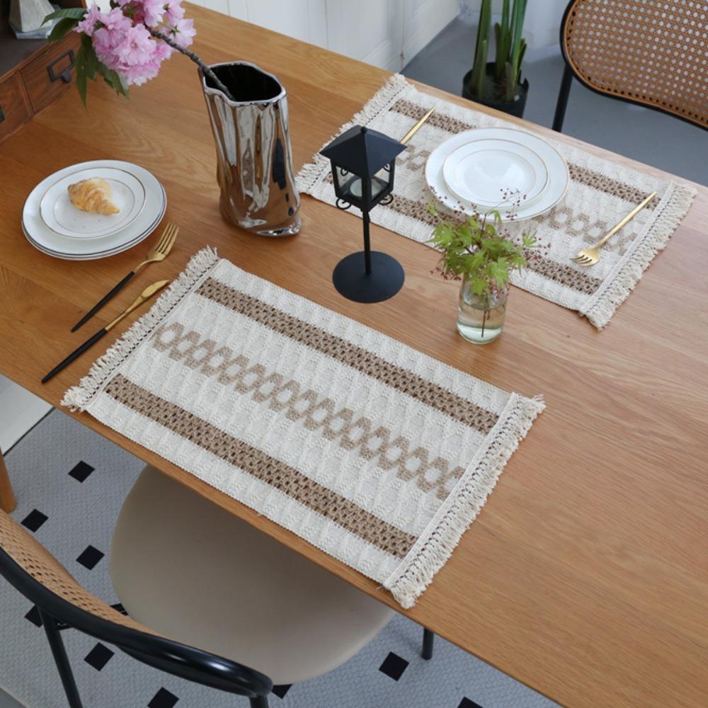 Nordic Table Mat Rectangle Placemats Household   Coffee Tea Dish Bowl