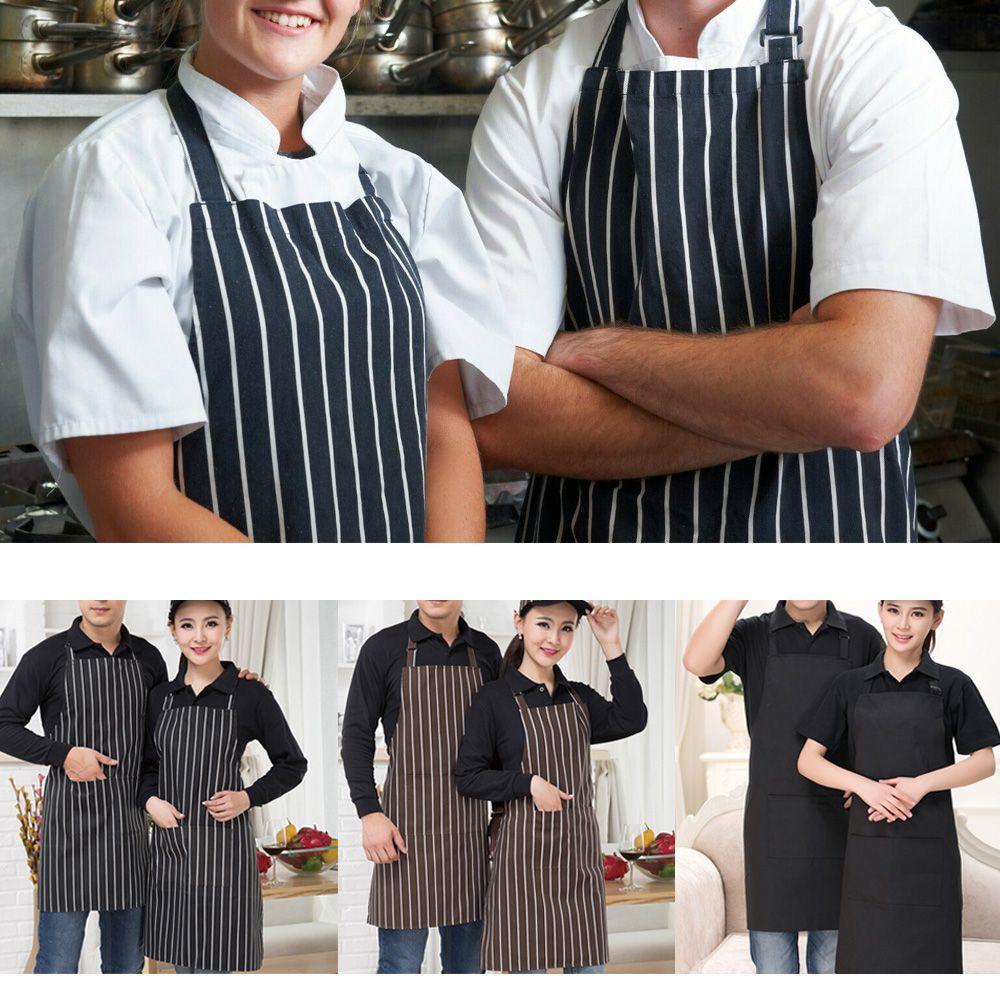 И Женщины Главная Кухня Кейтеринг Длинный Холтер Шея Полосатый Фартук Шеф-повар Фартук Чистый Фартук Нагрудники