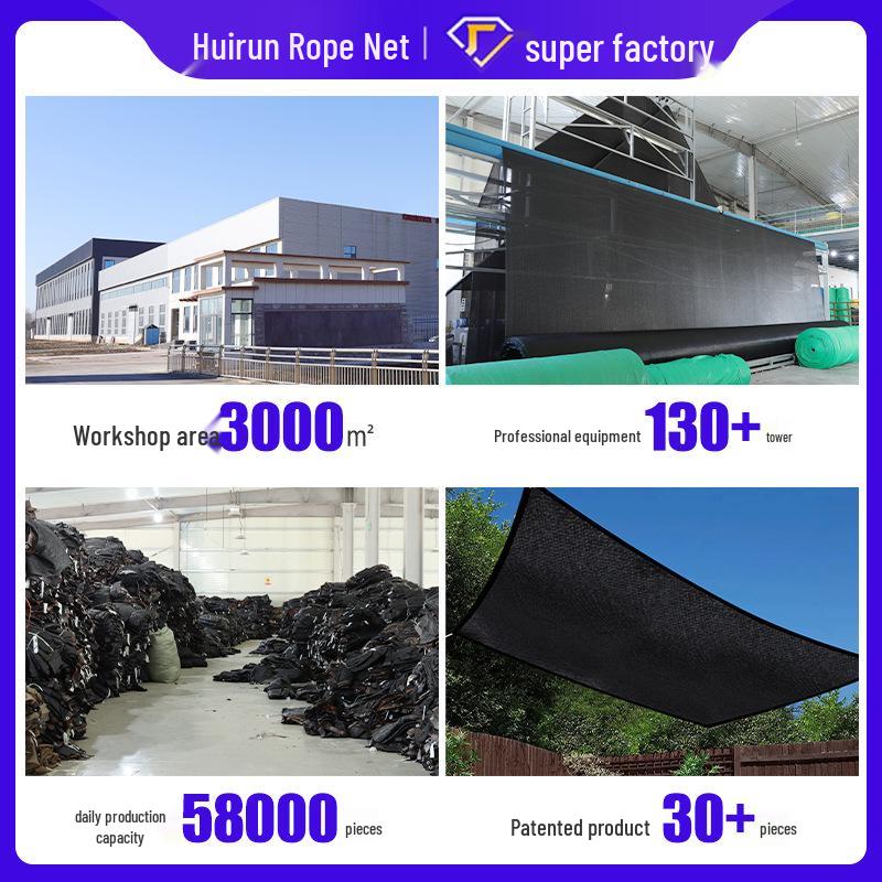 Black Outdoor Shade Net: Anti-Aging, Heat-Insulating, Thickened Sunscreen with Edging and Punch Holes