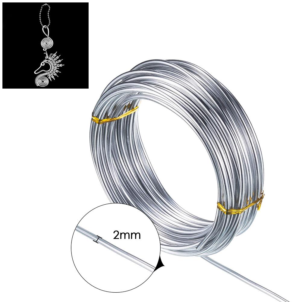 Серебряная алюминиевая проволока 2 мм x 10 м для DIY-поделок, изготовления украшений, ручного бисероплетения, скульптуры