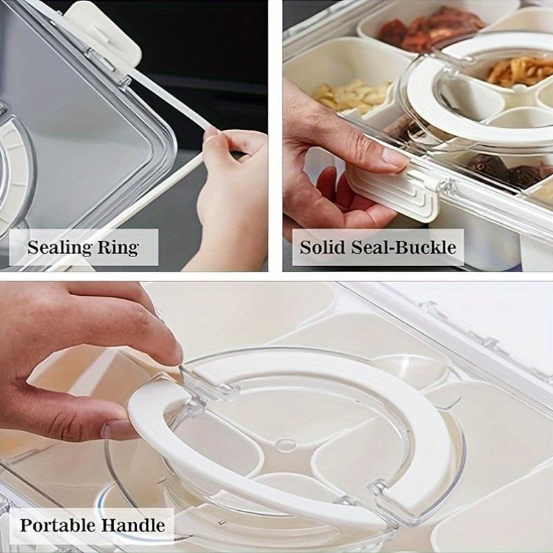 1pc Reusable Snack Containers Featuring a Lid And Handle, an 8-Compartment Serving Tray, Ideal for Carrying Vegetables