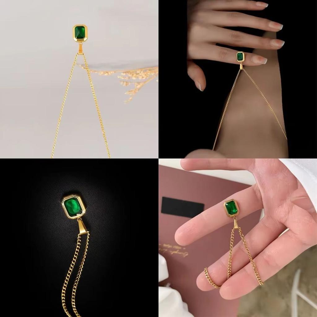 Retro Square Green Zircon Pendant Necklace Women's Fashion Charm Jewelry Gift for Girls Wedding Engagement
