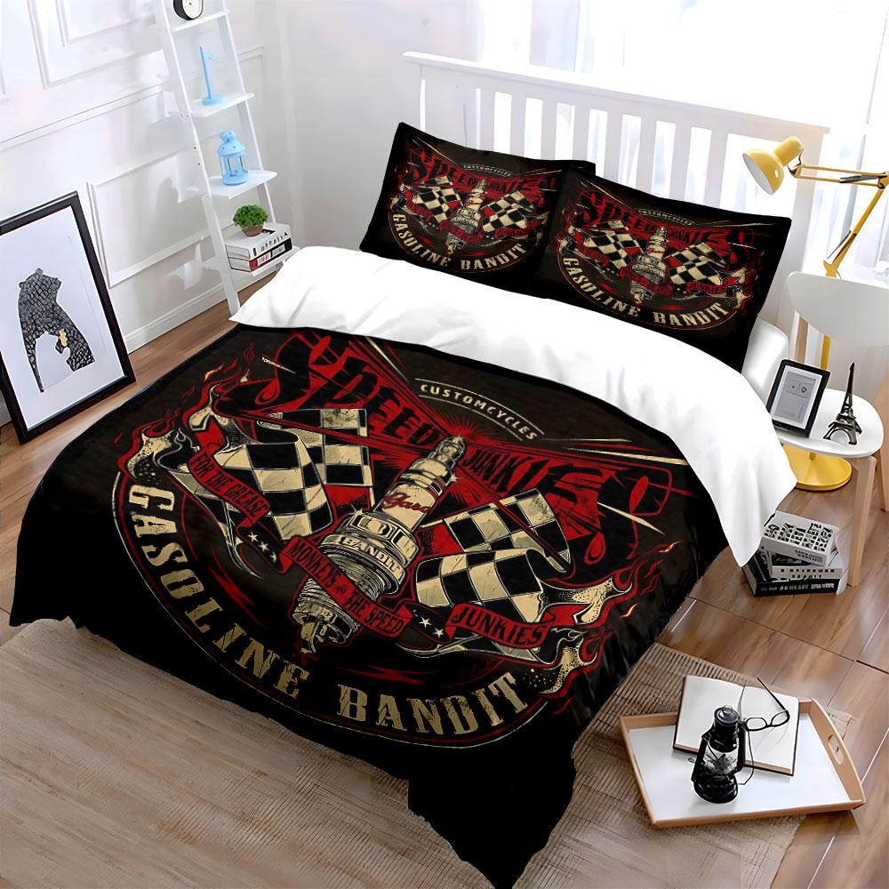 Speed Junkies Gasoline Bandit Bedding Duvet Cover Set Duvet Cover Pillowcases (1*Duvet Cover 2*Pillowcases, without duvet insert)