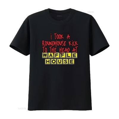 Смешная футболка WAFFLE HOUSE Раундхаус-кик в голову винтажная стираная дизайнерская одежда мода Стильная унисекс для мужчин дышащая
