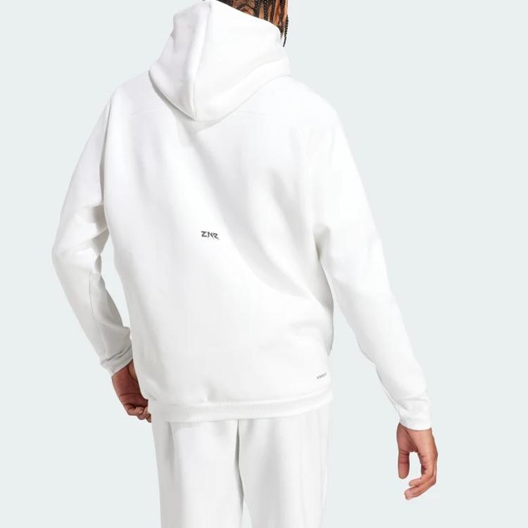 Adidas ЗНЕ. Толстовка с капюшоном на молнии с логотипом серии, мужская верхняя одежда, белая IN5092