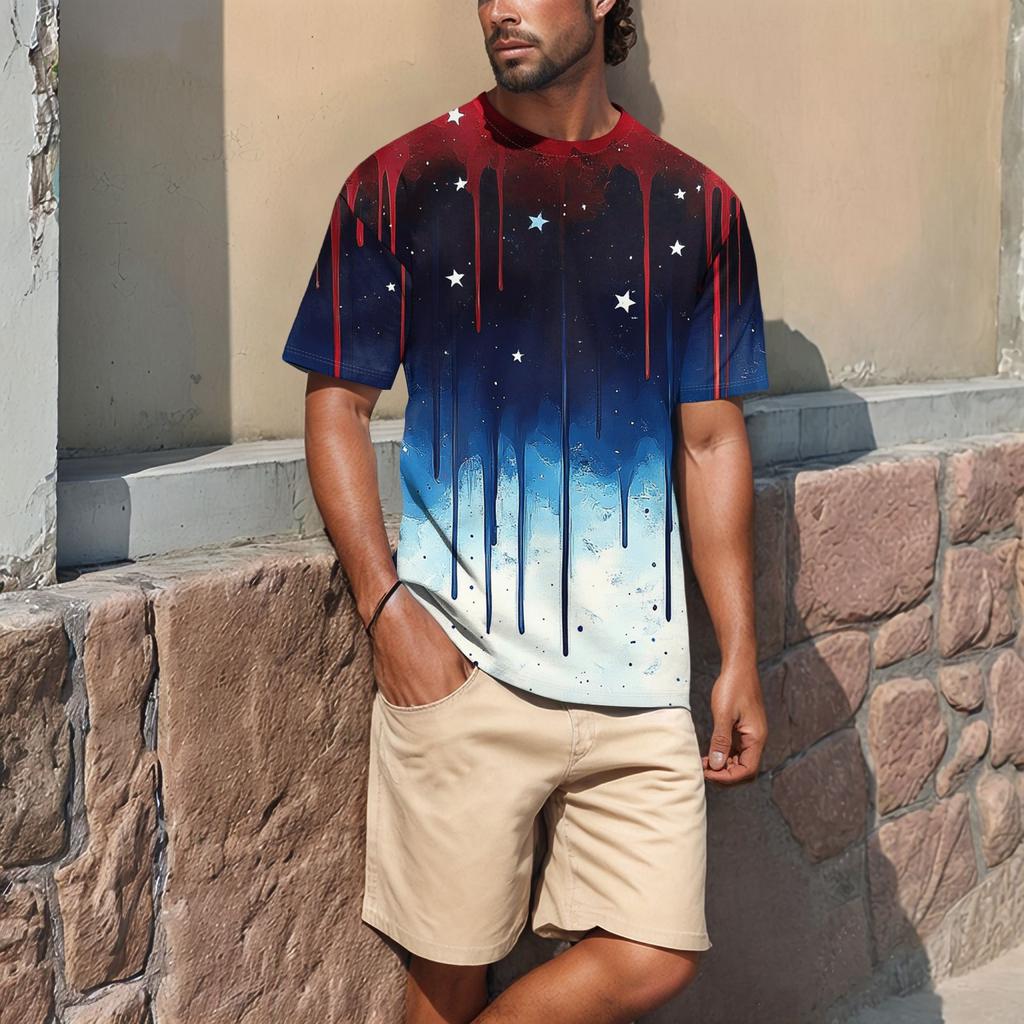 Летняя мужская популярная футболка с круглым вырезом и коротким рукавом с принтом