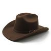 Western Cowboy Hat Retro Brown Belt Woolen Top Hat Riding Hat Ethnic Style Hat Felt Hat 03