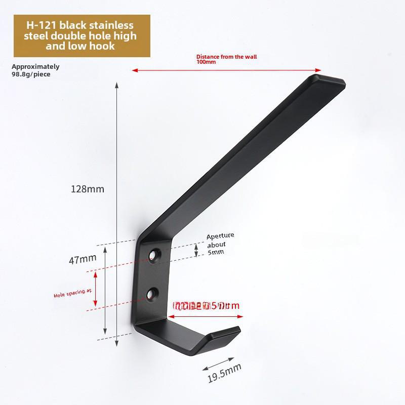 Black Stainless Steel Wall-Mounted Clothes Hook for Bathroom, Kitchen, or Door