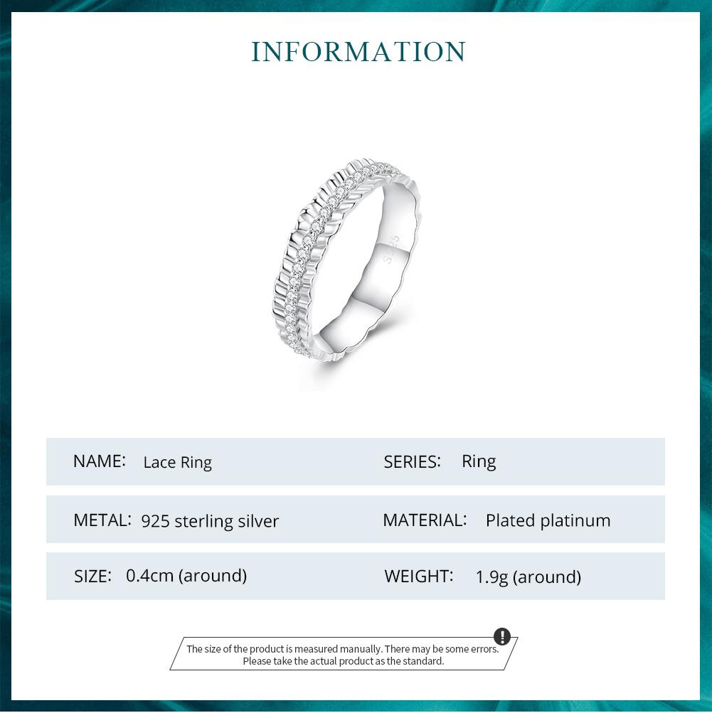 BAMOER стерлингового серебра 925 пробы с кружевной кромкой и цирконием, кольцо на палец для женщин, подарок на годовщину, ювелирные изделия, размер 6-8