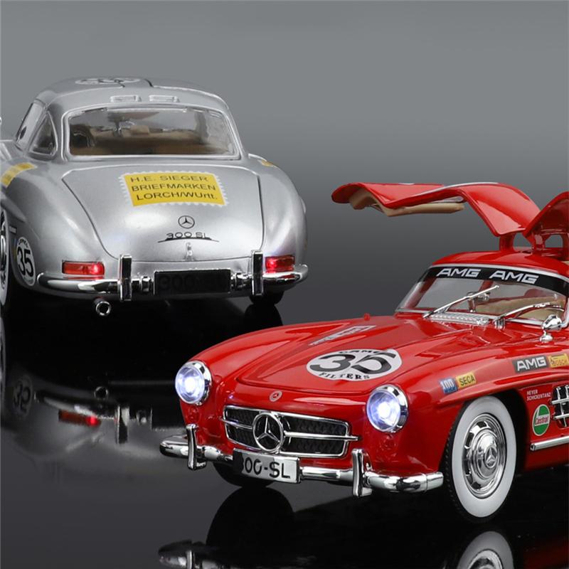 Новый 1:24 Benzs 300SL Track Version Alloy Car Model Diecast Metal Toy Classic Vehicles Car Model Simulation Sound and Light Kids Gift