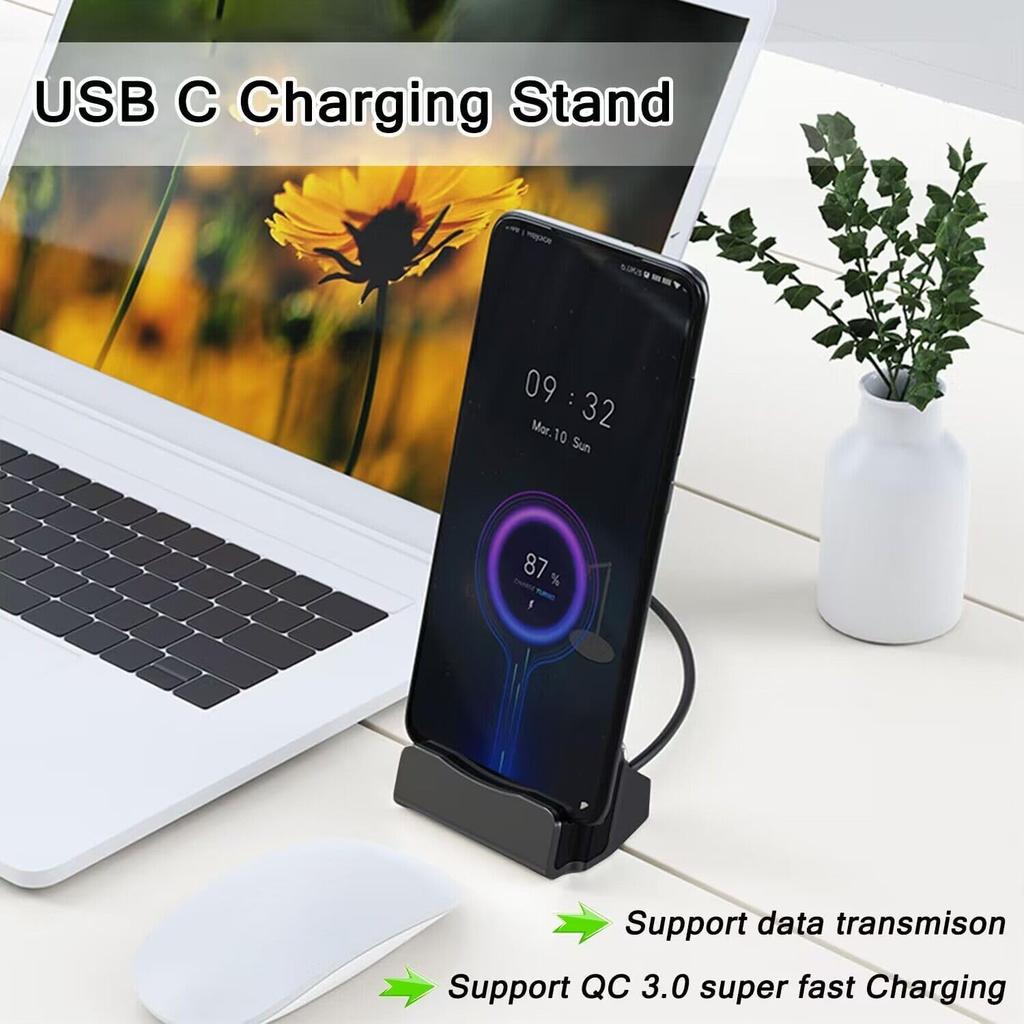 USB C Charger Dock Stand for iPhone 15 Series, Samsung Galaxy, LG, HTC, Google Pixel and More Type-C Phone, USB C Charging Dock for Switch/Switch