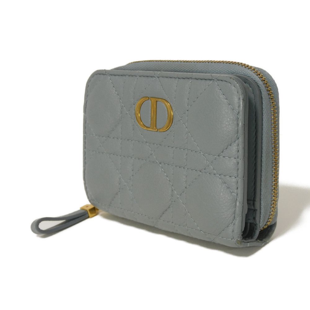 Подержанный кошелек Caro Scarlet (S5032UWHC_M81B) 7941 Текущий логотип CD Вышитый двустворчатый Cannage Небесно-голубой (10656) из Японии