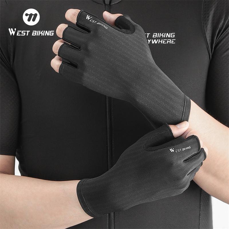 WEST BIKING Summer Half Finger Cycling Gloves Ultralight Breathable Road Bike Racing Gloves Anti-Slip SBR Pad Cooling Sport Gear