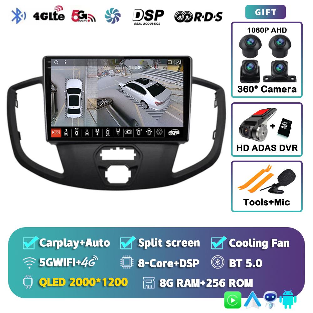Android 14 Carplay Автомагнитола для Ford Transit 2015 2016 2017 2018 Мультимедийный Видеоплеер GPS Стерео 2din WIFI+4G Головное Устройство