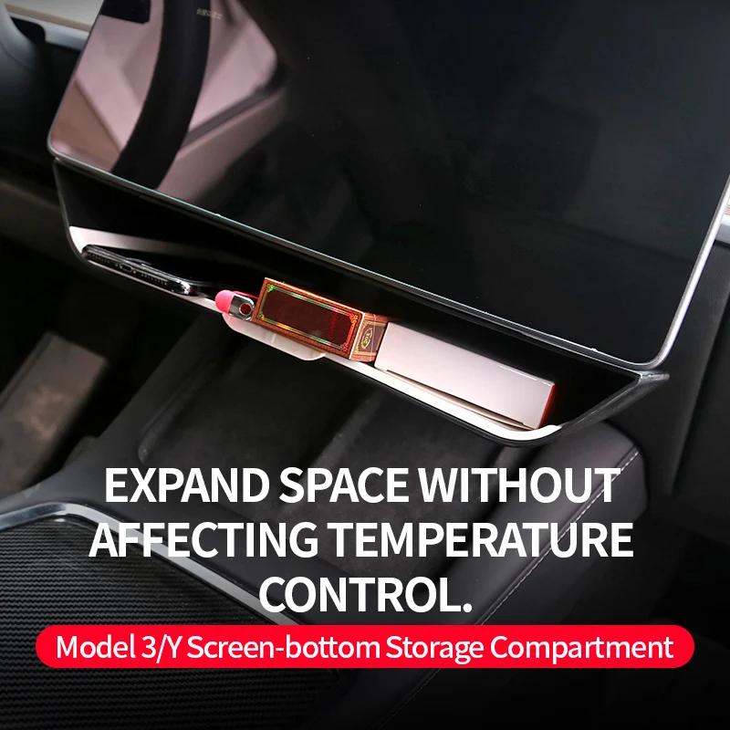 For Tesla Model 3 Y Accessories Center Console Organizer with Under Screen Storage Box Anti-Slip Liner Behind Screen Storage