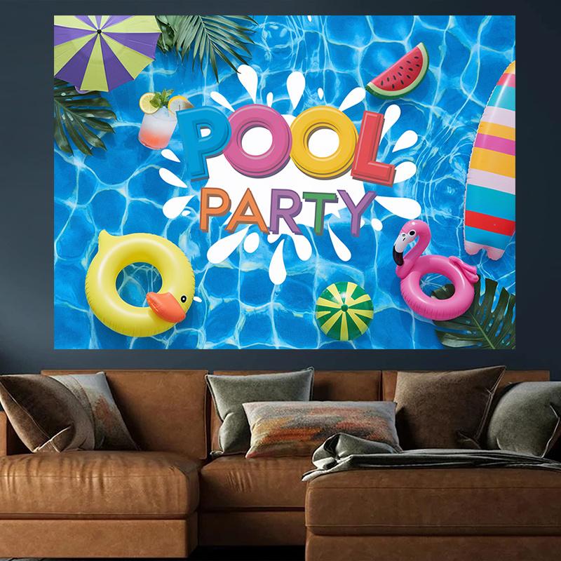 [Party Banner] 1 Poolside Party Background Banner  suitable for poolside party supplies and summer party decorations